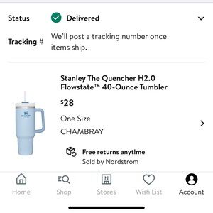 used 40 oz stanley water bottle light blue